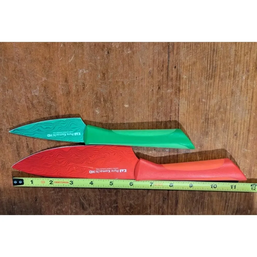 2 KAI Pure Komachi HD Knife Knives Red Green Coated Carbon Stainless Steel
